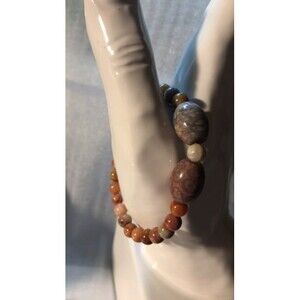 Coral Jade Beaded Stretch Bracelet